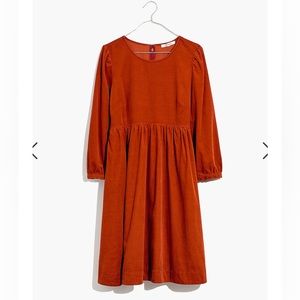 Madewell Corduroy Relaxed Mini Dress in Rust